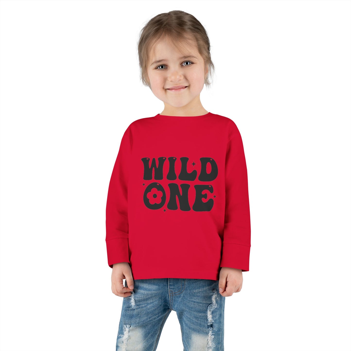 Wild One Toddler Long Sleeve Tee - Playful Gray Shirt for Adventurous Kids
