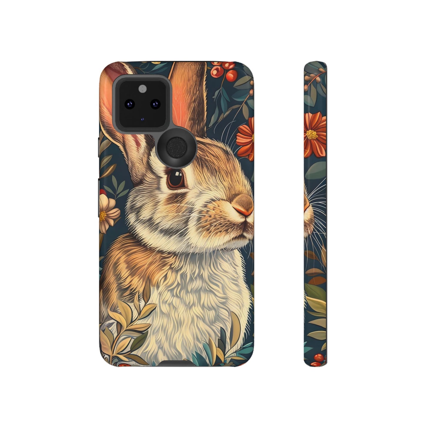 Rabbit Floral Phone Case, Cute Bunny Cover, Nature Lover Gift, Wildlife Photography, Protective Phone Accessory