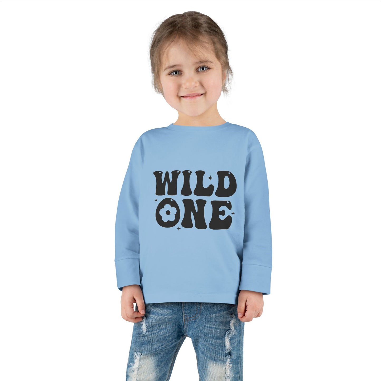 Wild One Toddler Long Sleeve Tee - Playful Gray Shirt for Adventurous Kids