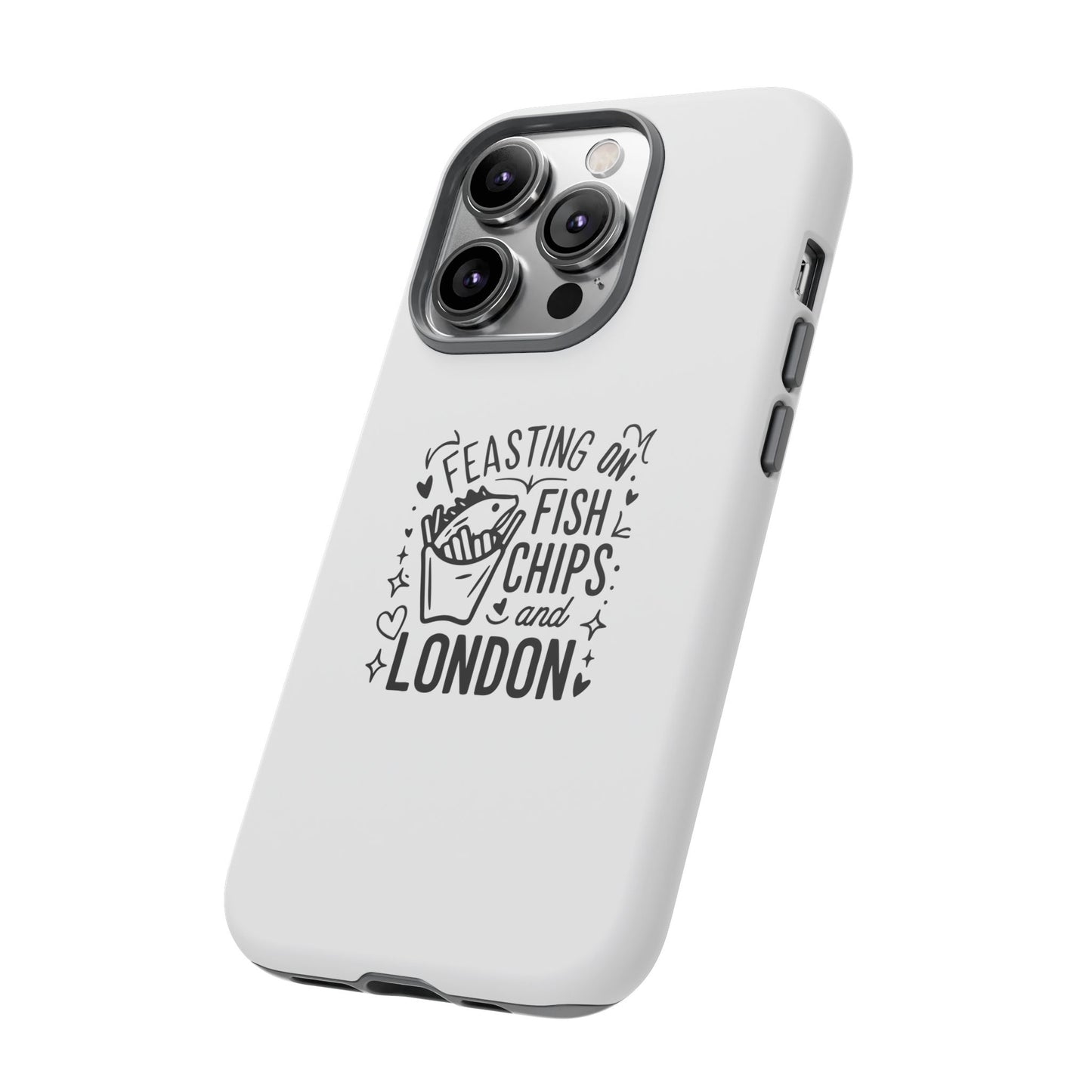 London Fish & Chips Phone Case, Tough Cases with Fun Design for Food Lovers, Unique Gift for Travelers, Cell Phone Accessories