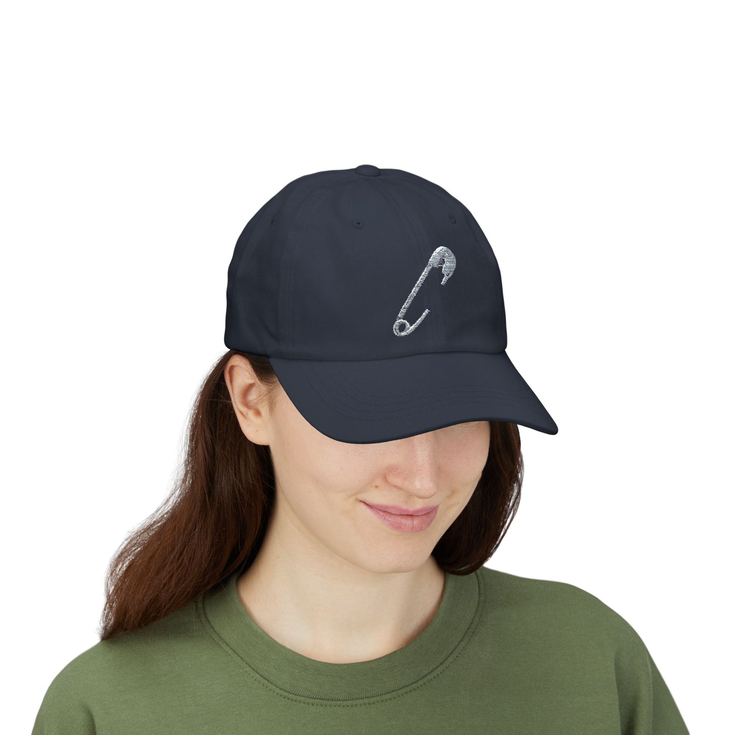 Classic Dad Cap with Safety Pin Design | Casual Headwear, Gift for Dads, Everyday Style, Birthday or Father's Day Gift, Trendy Accessories