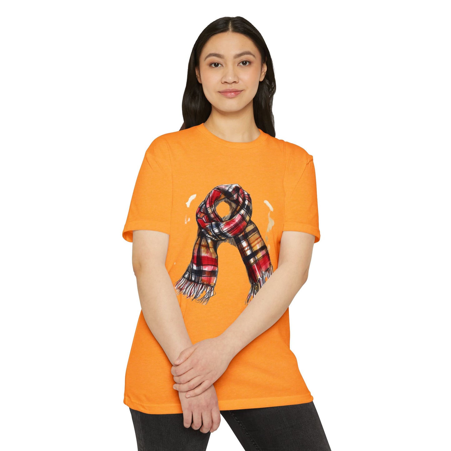 Unisex CVC Jersey T-shirt - Classic British Plaid Scarf Design