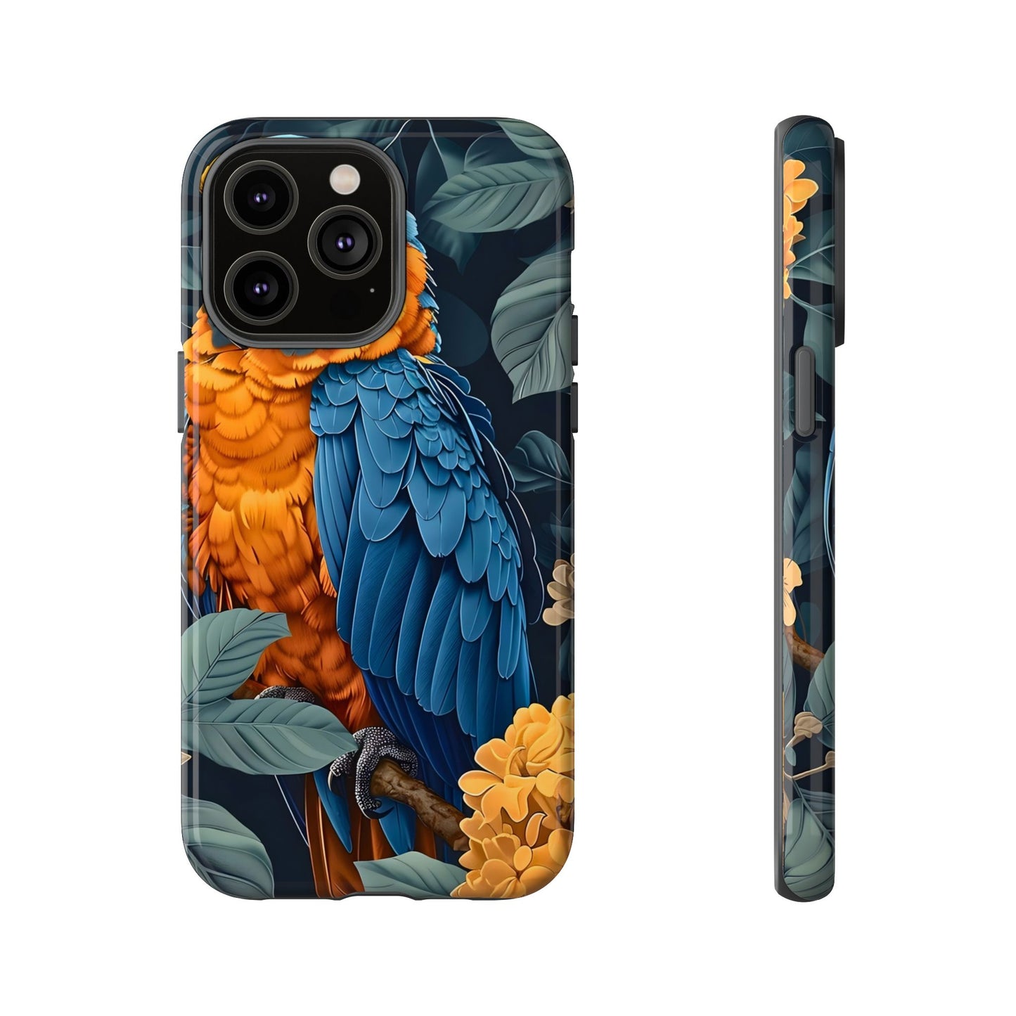Tropical Parrot Phone Case - Tough Cases, Colorful Phone Cover, Nature Lover Gift, Floral Design, Bird Lover Accessory