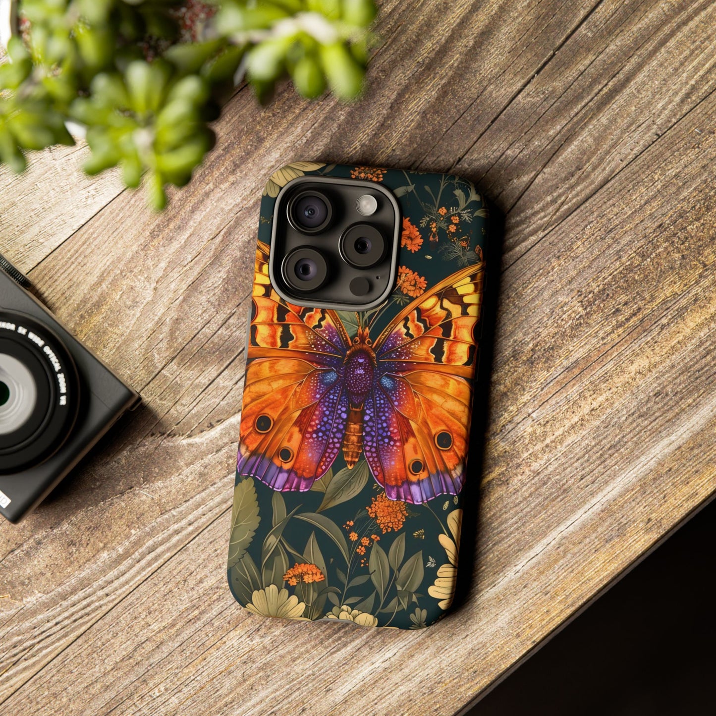 Butterfly Phone Case, Tough Cases for Nature Lovers, Vibrant Floral Design, Gift for Her, Cute Phone Accessories, Butterfly Artwork