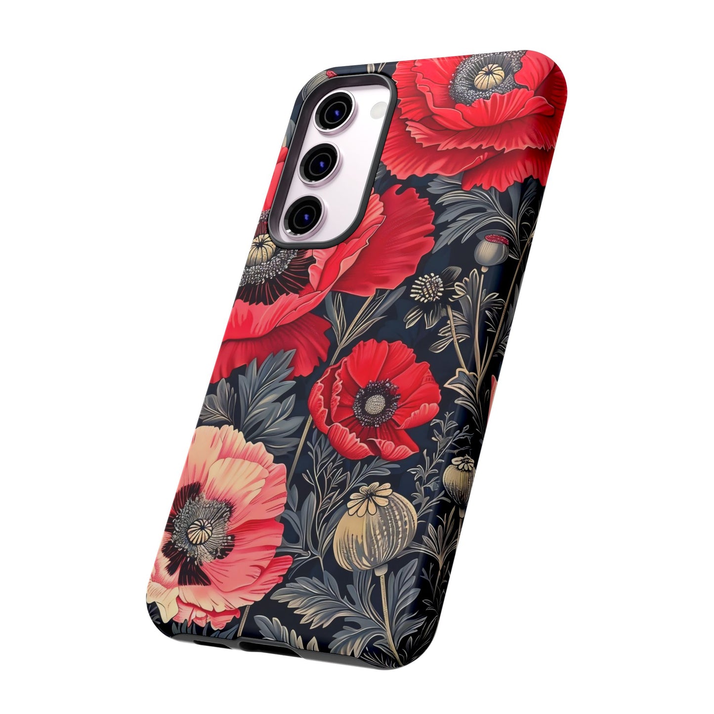 Floral Phone Case with Artistic Poppies, Tough Cases, Flower Design, Nature Lover Gift, Customizable Mobile Cover, Stylish Phone Accessories