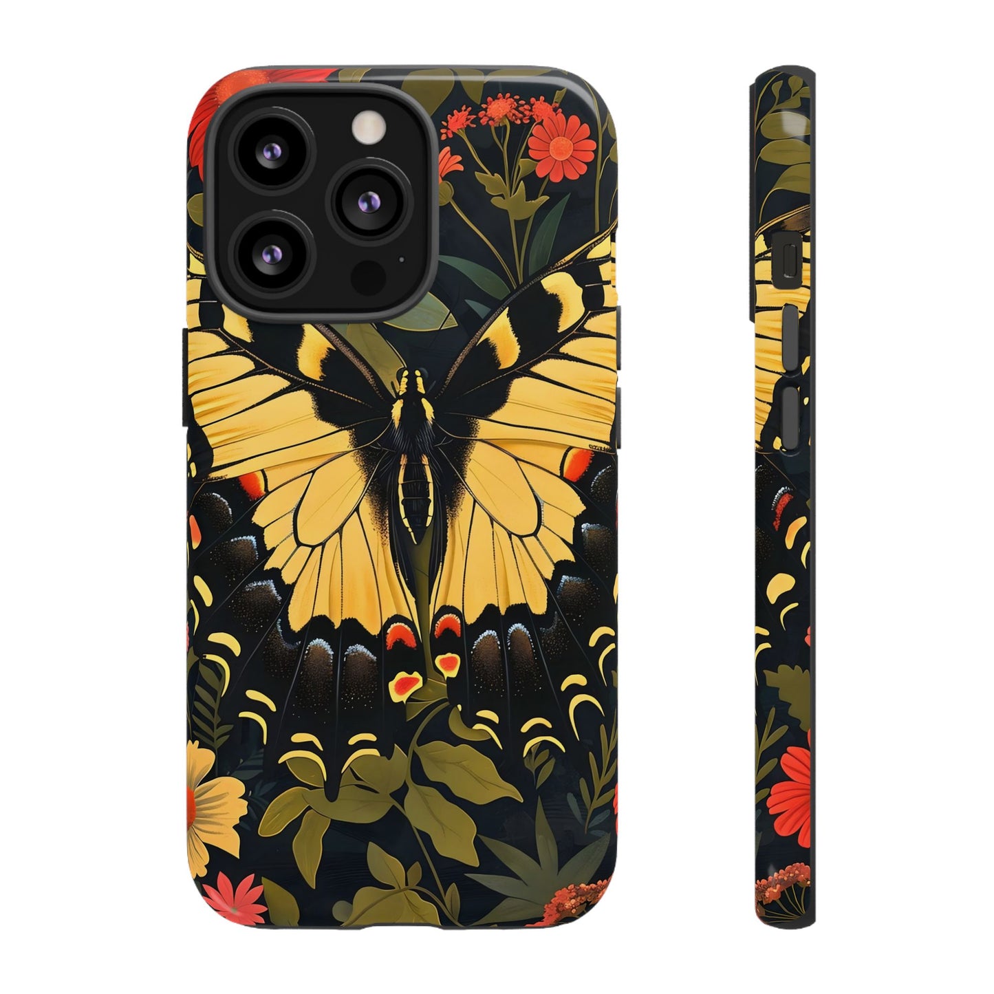 Butterfly Floral Phone Case, Tough Cases with Vibrant Design, Protective Cover for Nature Lovers, Gift for Her