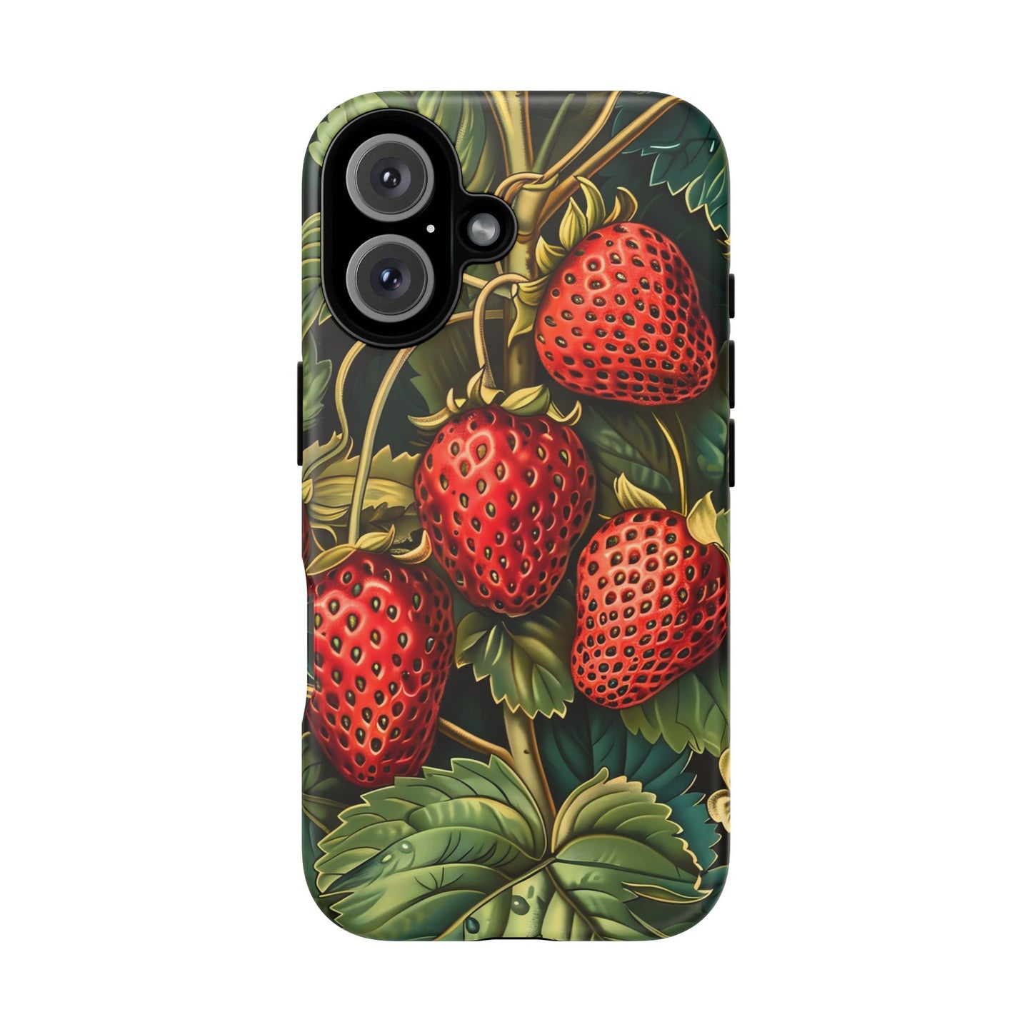 Strawberry Phone Case, Tough Berry Case, Floral Phone Cover, Cute Smartphone Shell, Nature-Inspired Gift