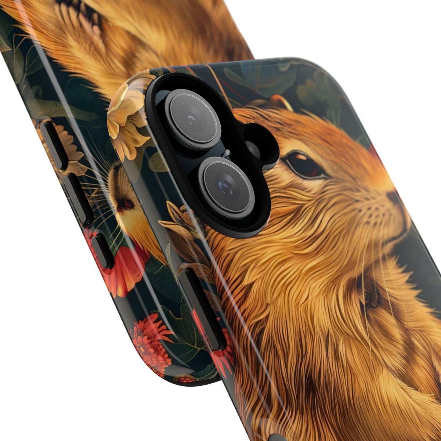 Cute Animal Phone Case, Floral Design Tough Cases for Nature Lovers, Gifts for Her, Customizable Mobile Accessory, Pet Lover Phone Cover