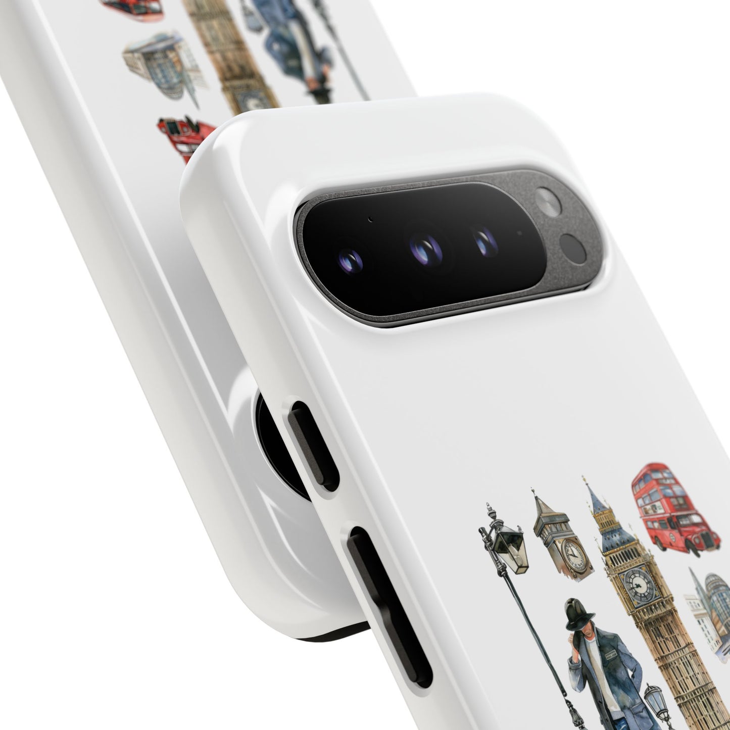 London-Themed Tough Phone Case with Iconic Red Buses