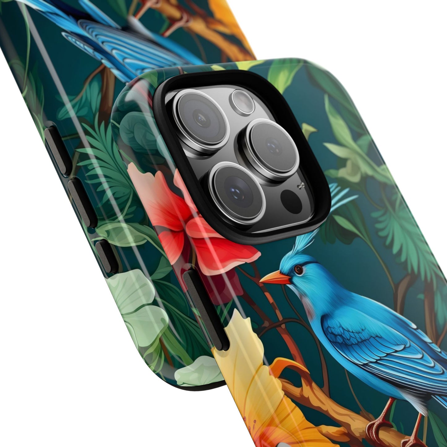 Tough Cases - Vibrant Bird Phone Case, Floral Design, Nature Lover, Unique Gift, Stylish Protection, Phone Accessories
