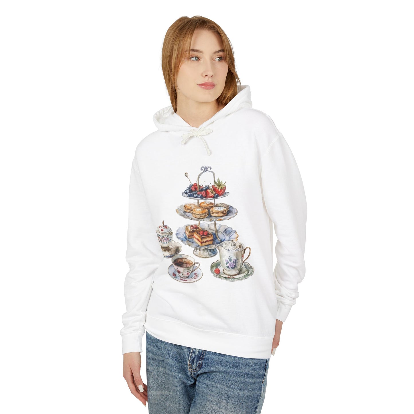 Unisex Lightweight Hooded Sweatshirt - Tea, Tarts, and Triumph - British Royal Culinary Favorites