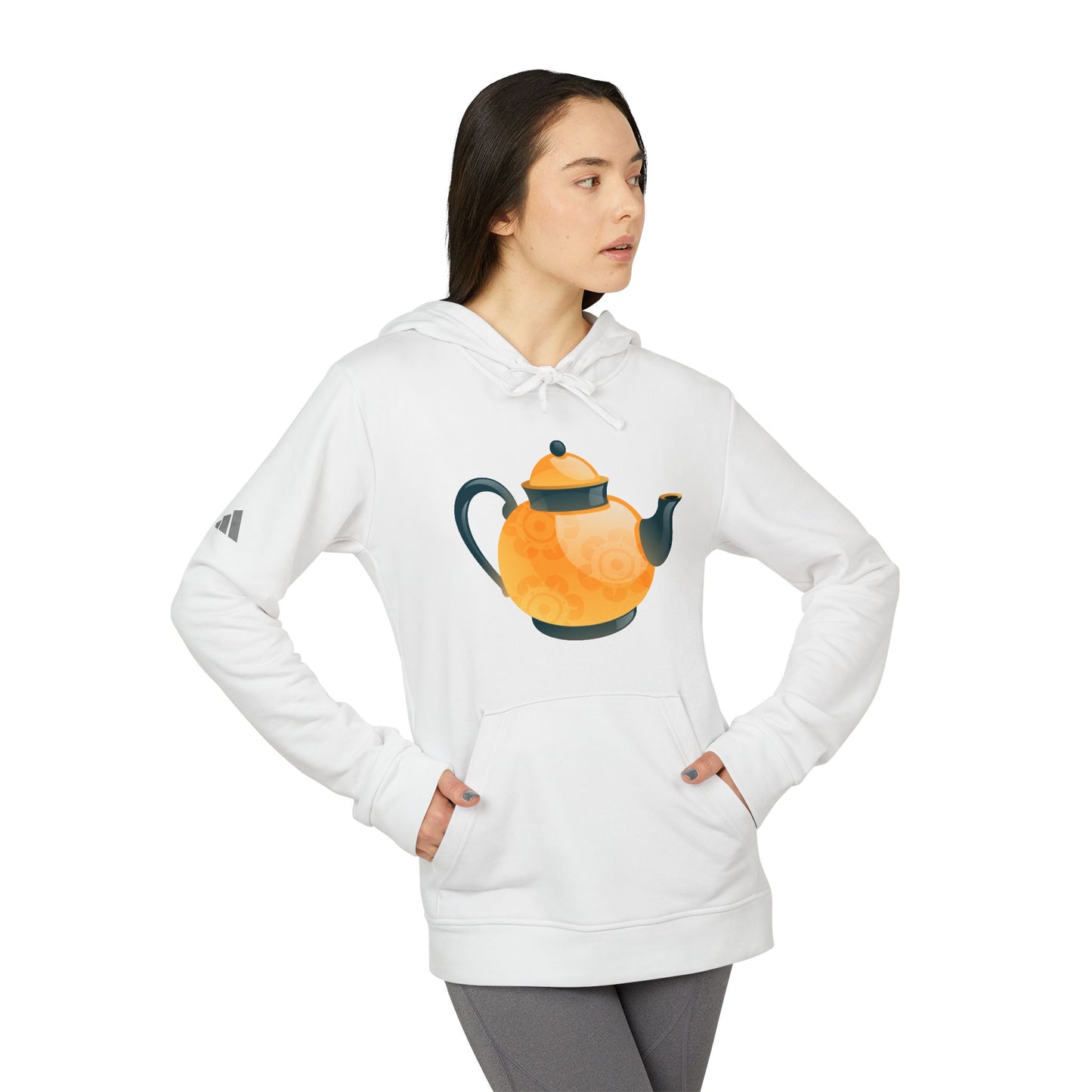 Adidas Unisex Fleece Hoodie - Cozy Teapot Graphic Hoodie for Tea Lovers