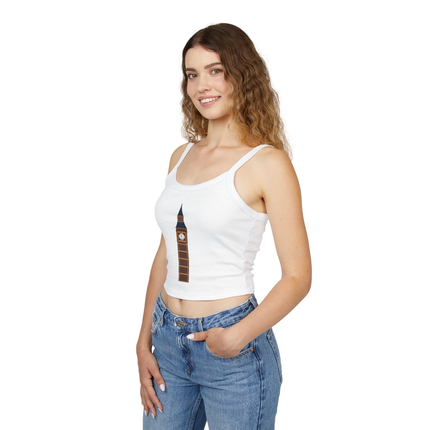 Women's Spaghetti Strap Tank Top - Iconic Big Ben Illustration Wall Decor