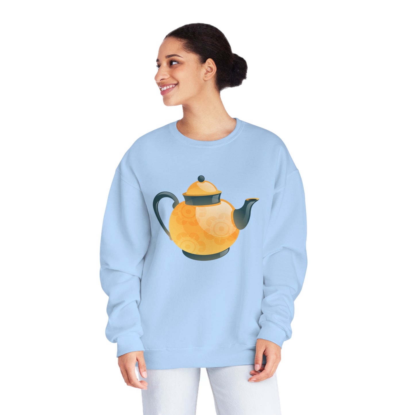 Unisex NuBlend® Crewneck Sweatshirt - Classic British Tea Kettle - Timeless Elegance in Tea Time