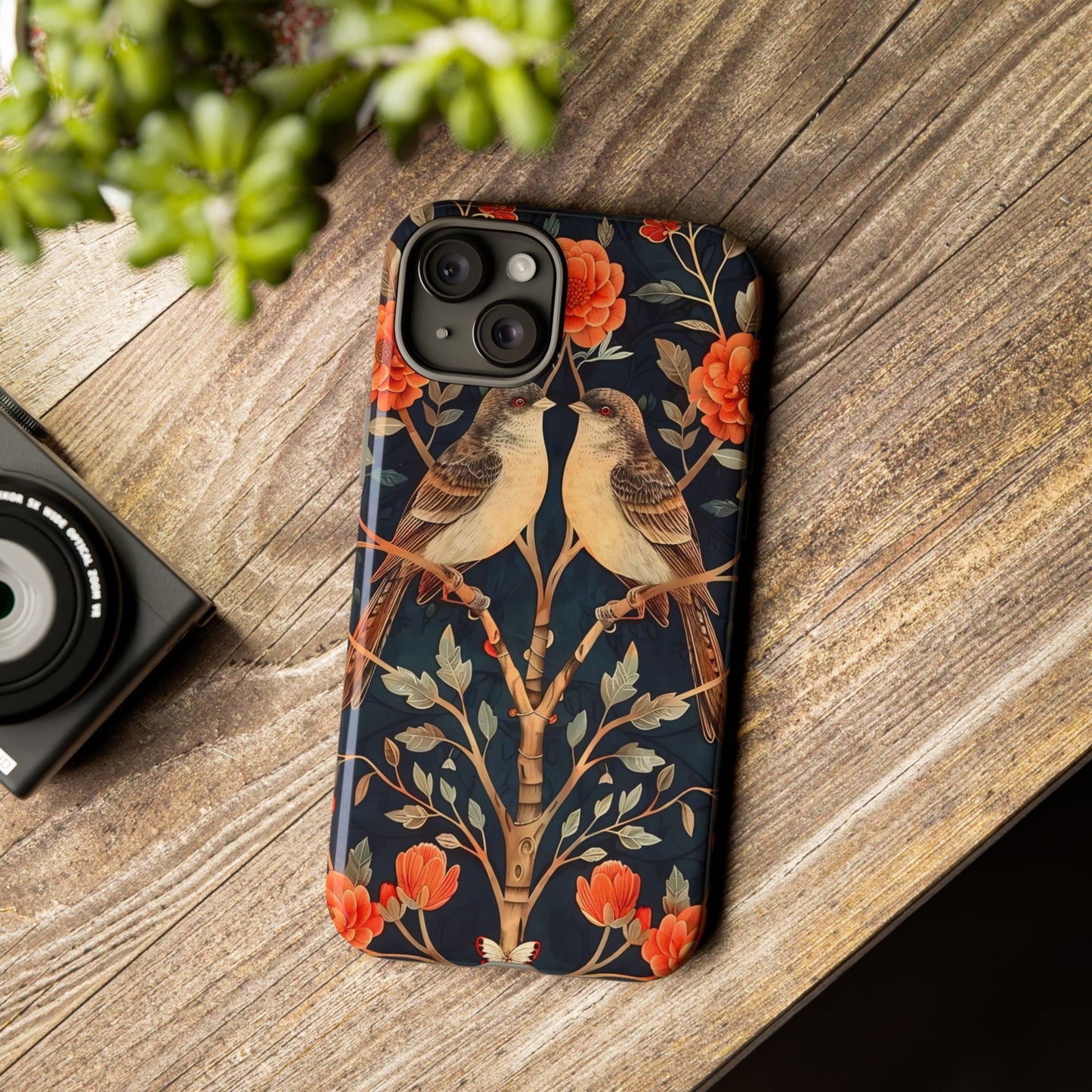 Floral Phone Case – Tough Cases with Bird Design, Unique Gift for Nature Lovers, Stylish Tech Accessory, Phone Cover, Artistic Case