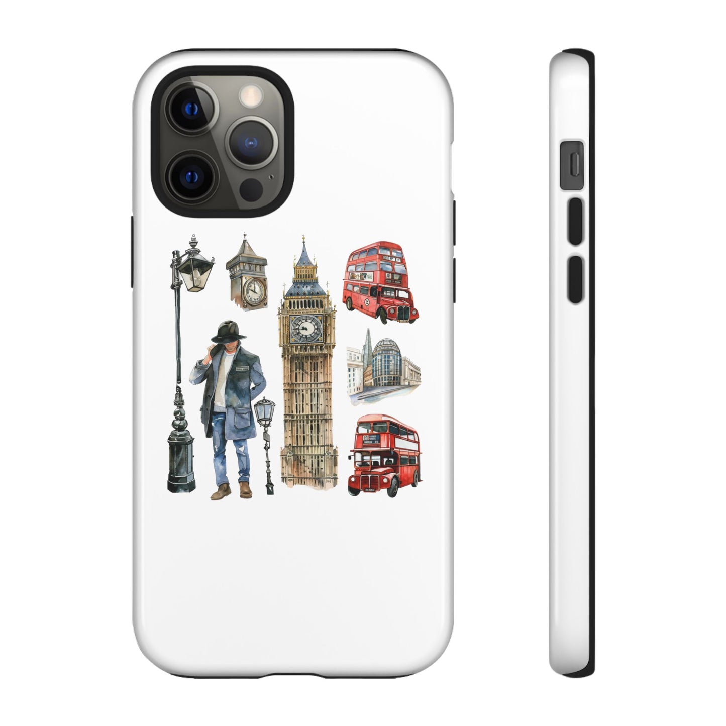 London Iconic Design Phone Case, Tough Cases, Gift for Travelers, London Souvenir, London Icons, Red Bus Phone Case