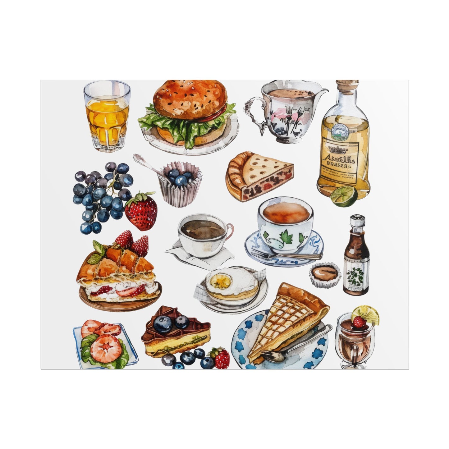 Foodie Wall Art Print, Kitchen Decor, Gourmet Food Poster, Culinary Art for Food Lovers, Cafe Aesthetic Home Decor