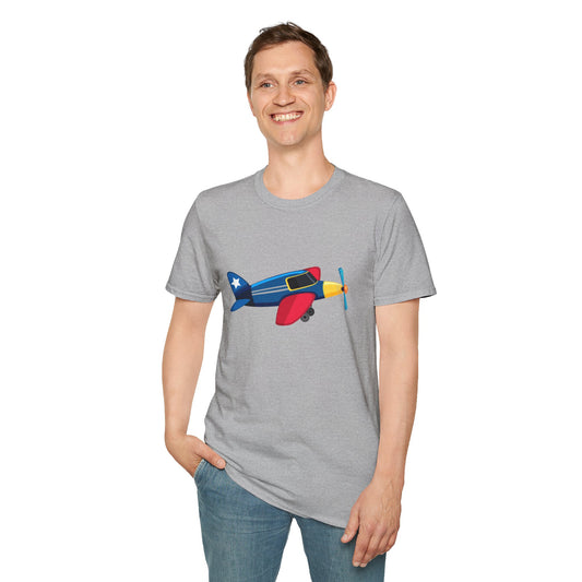 Unisex Softstyle T-Shirt - Colorful Retro Plane Design