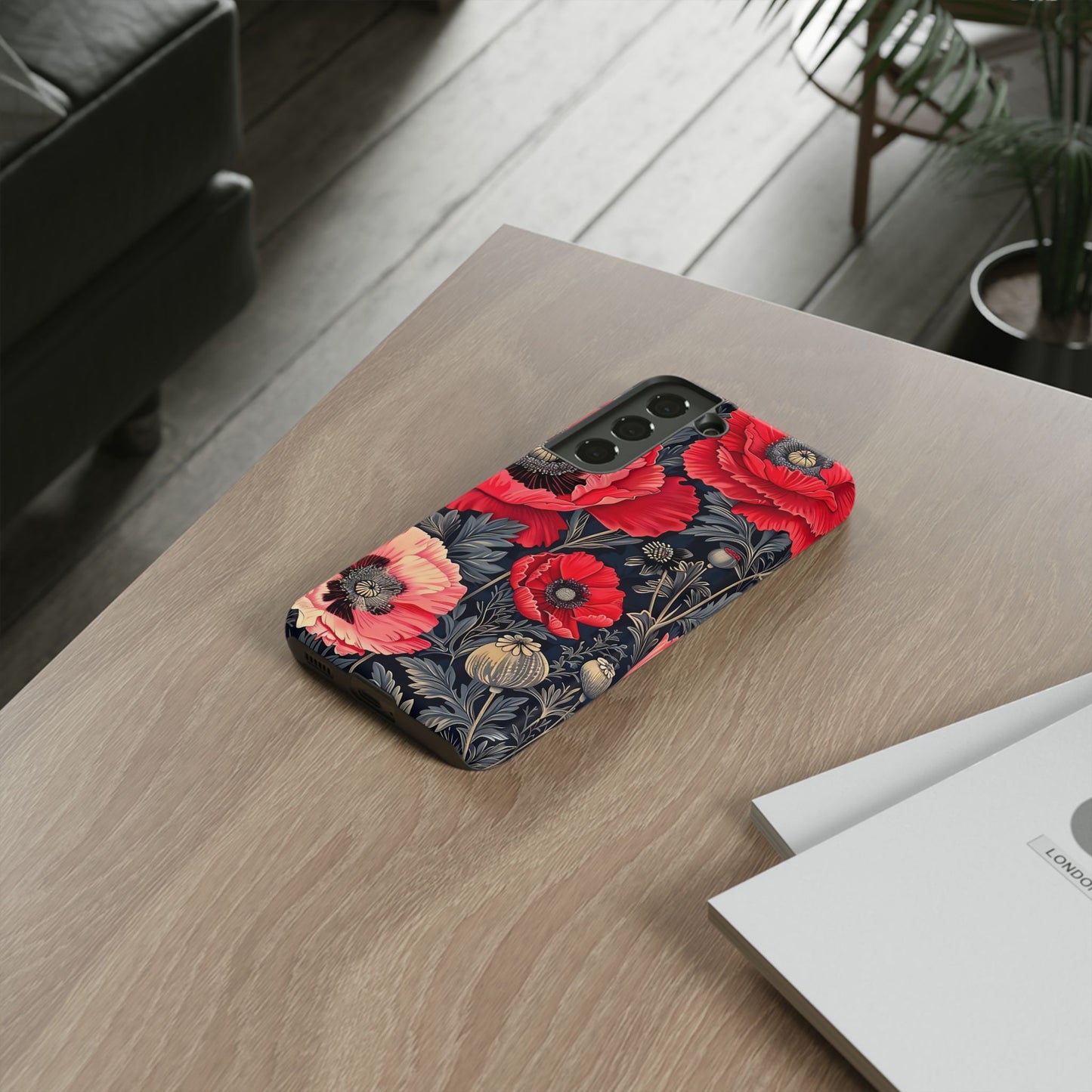 Floral Phone Case with Artistic Poppies, Tough Cases, Flower Design, Nature Lover Gift, Customizable Mobile Cover, Stylish Phone Accessories