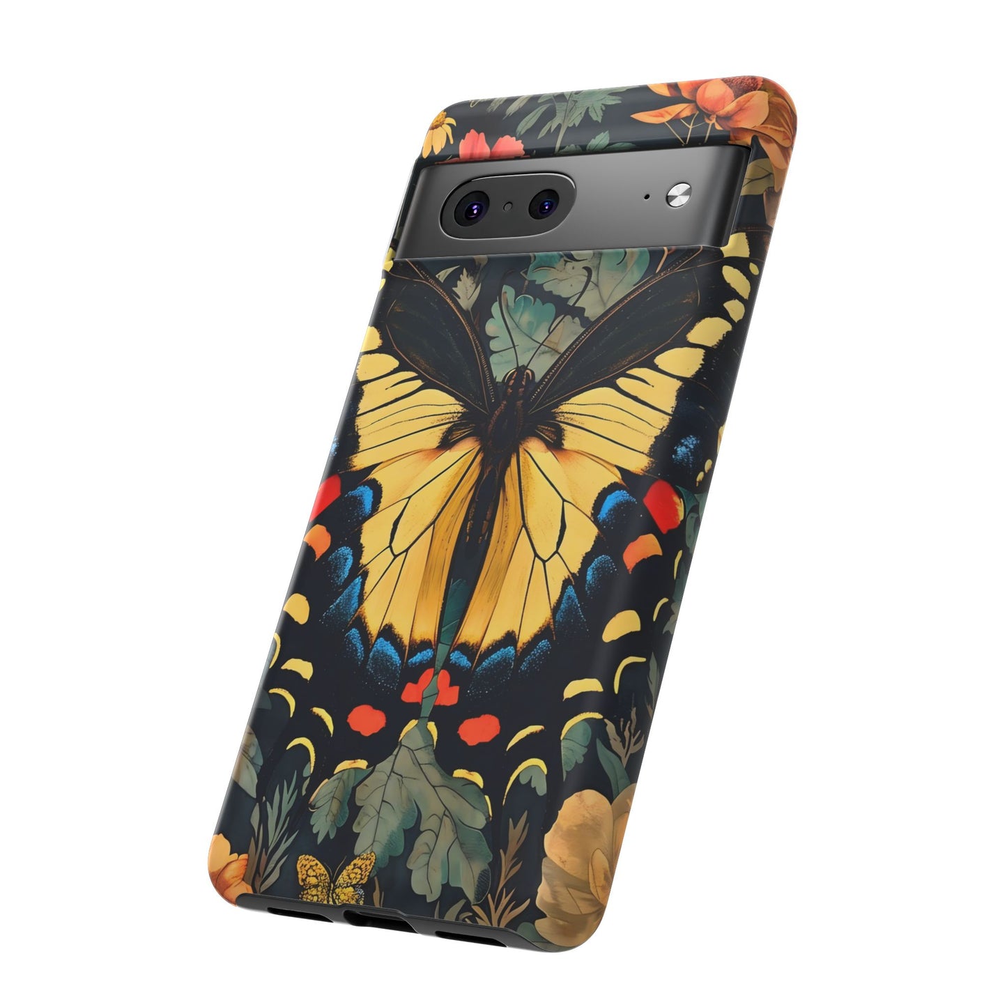 Butterfly Floral Phone Case, Art-inspire Tough Case, Gift for Nature Lovers, Butterfly Pattern Cover, Eco-Friendly Mobile Accessory