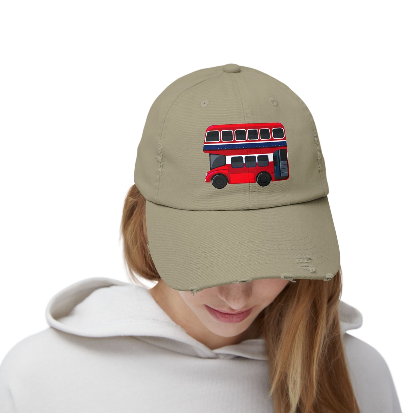 Vintage London Bus Cap, Unisex Distressed Cap, Casual Streetwear, Gift for Travelers, Retro Hat, Summer Accessory, Fun Fashion