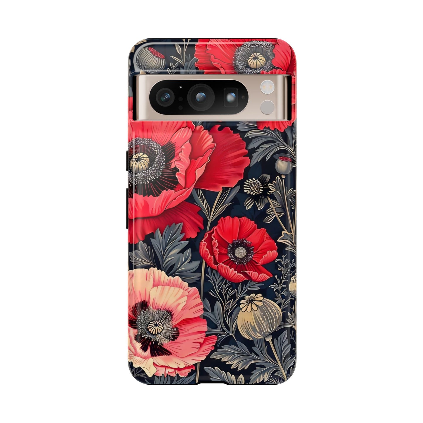 Floral Phone Case with Artistic Poppies, Tough Cases, Flower Design, Nature Lover Gift, Customizable Mobile Cover, Stylish Phone Accessories