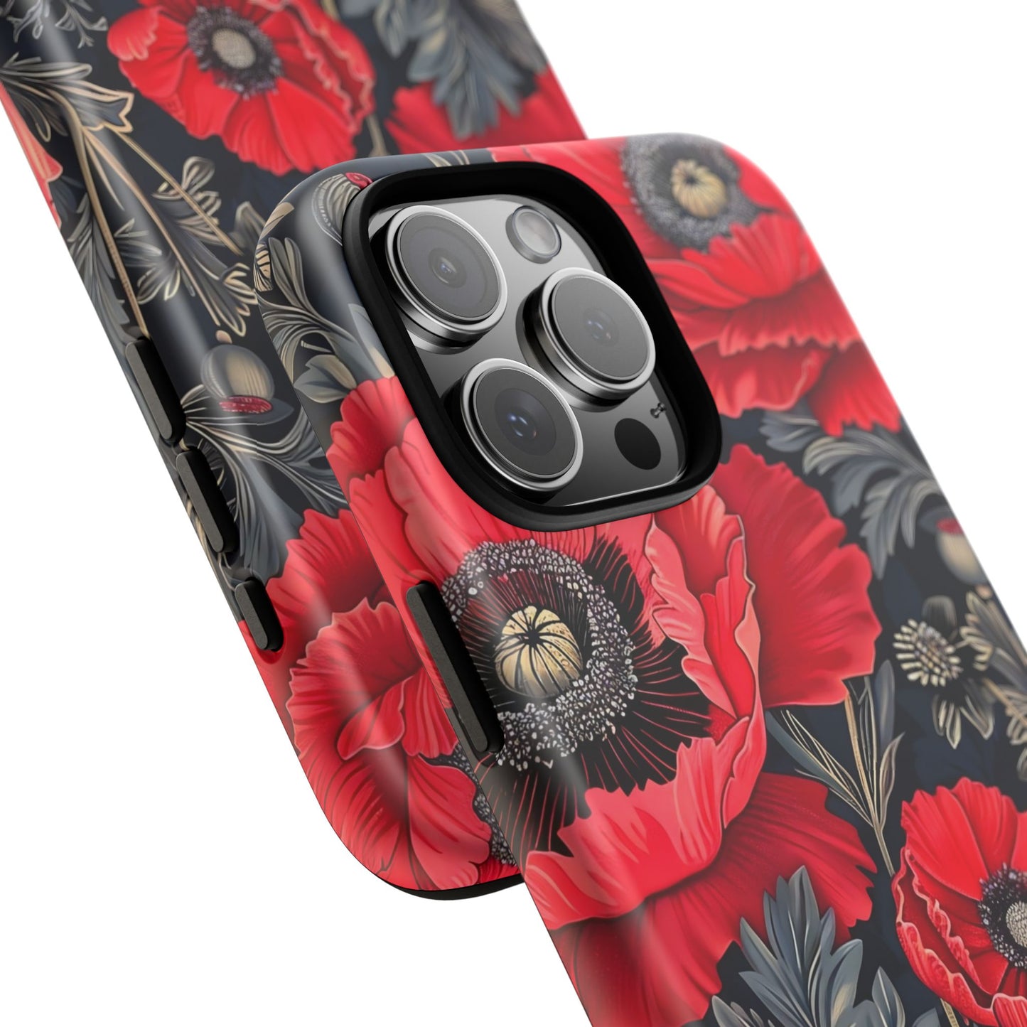 Floral Phone Case with Artistic Poppies, Tough Cases, Flower Design, Nature Lover Gift, Customizable Mobile Cover, Stylish Phone Accessories