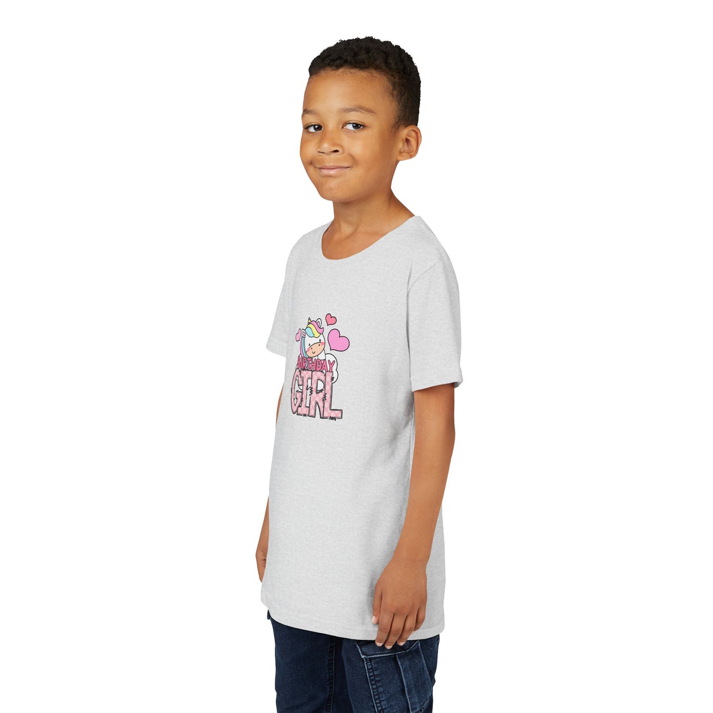 Youth Short Sleeve Tee - Stylish Leopard Birthday Girl Rainbow Graphic - Fun & Festive T-Shirt for Girls