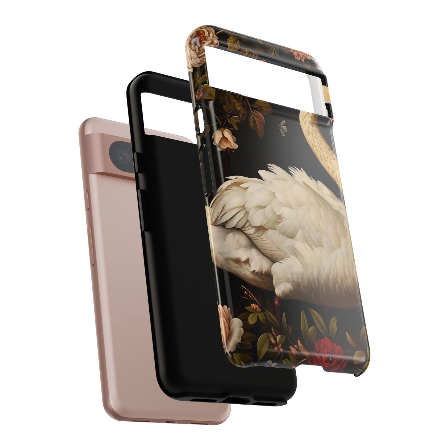 Elegant Swan Phone Case, Floral iPhone Cover, Tough Phone Case, Gift for Her, Nature Lover, Mother's Day, Birthday