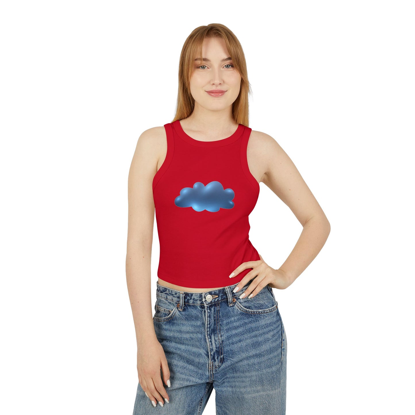 Women's Micro Rib Racer Tank Top - Serene Cloudscape