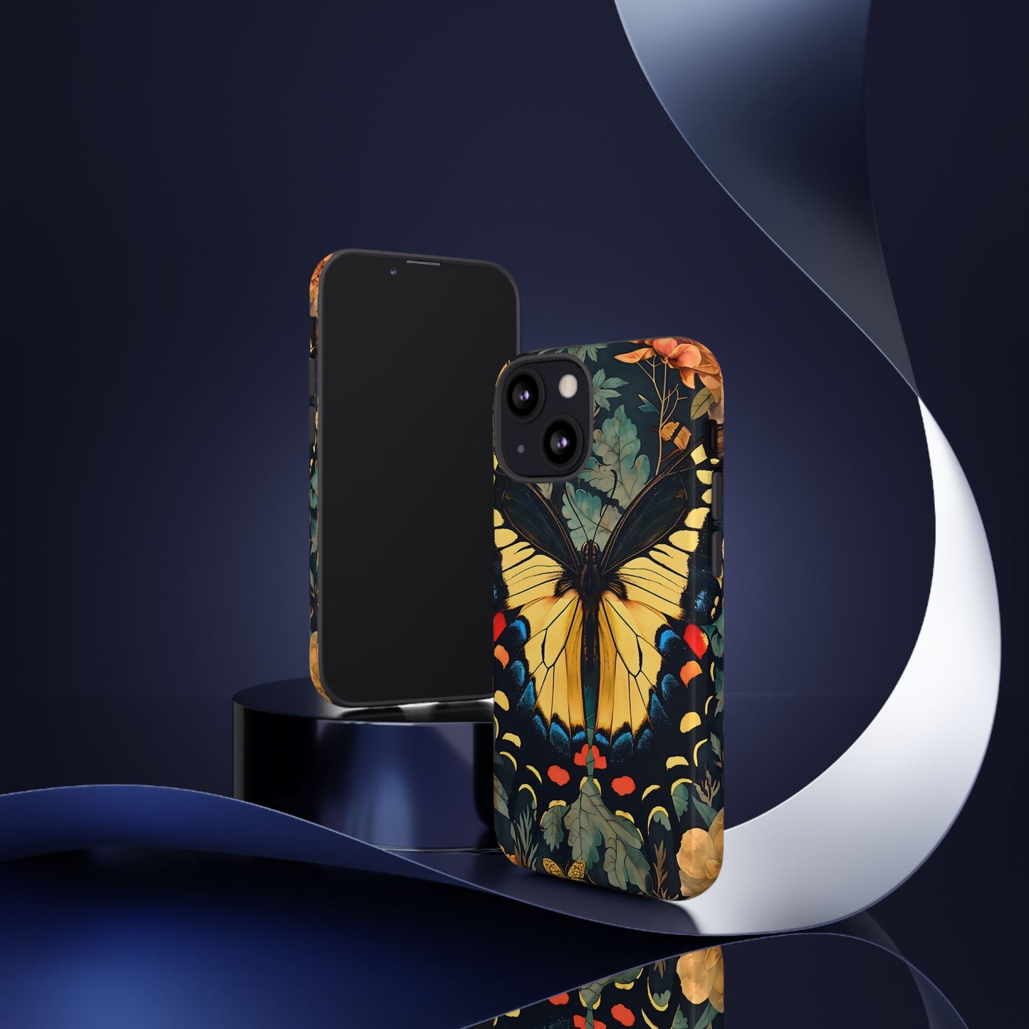 Butterfly Floral Phone Case, Art-inspire Tough Case, Gift for Nature Lovers, Butterfly Pattern Cover, Eco-Friendly Mobile Accessory