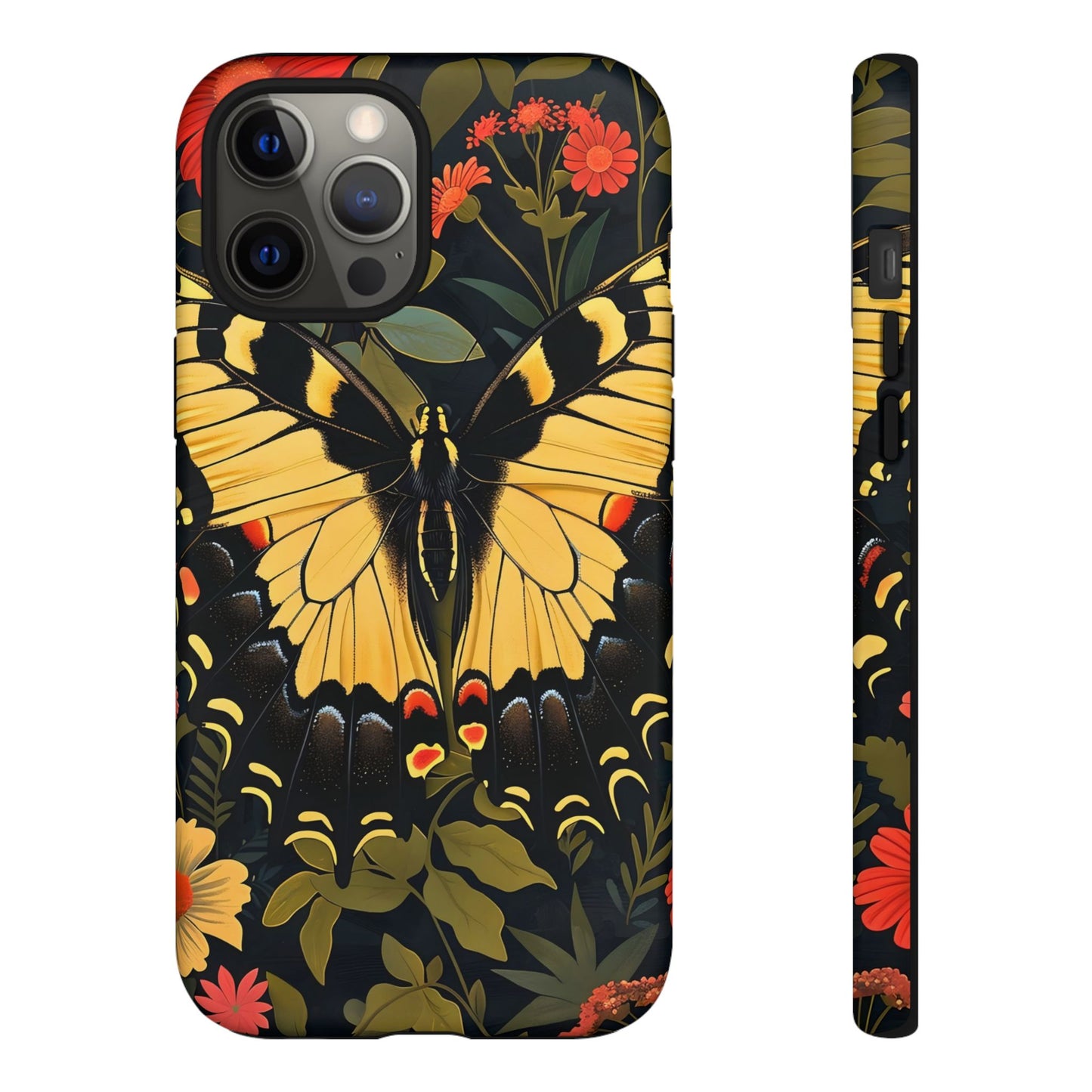 Butterfly Floral Phone Case, Tough Cases with Vibrant Design, Protective Cover for Nature Lovers, Gift for Her