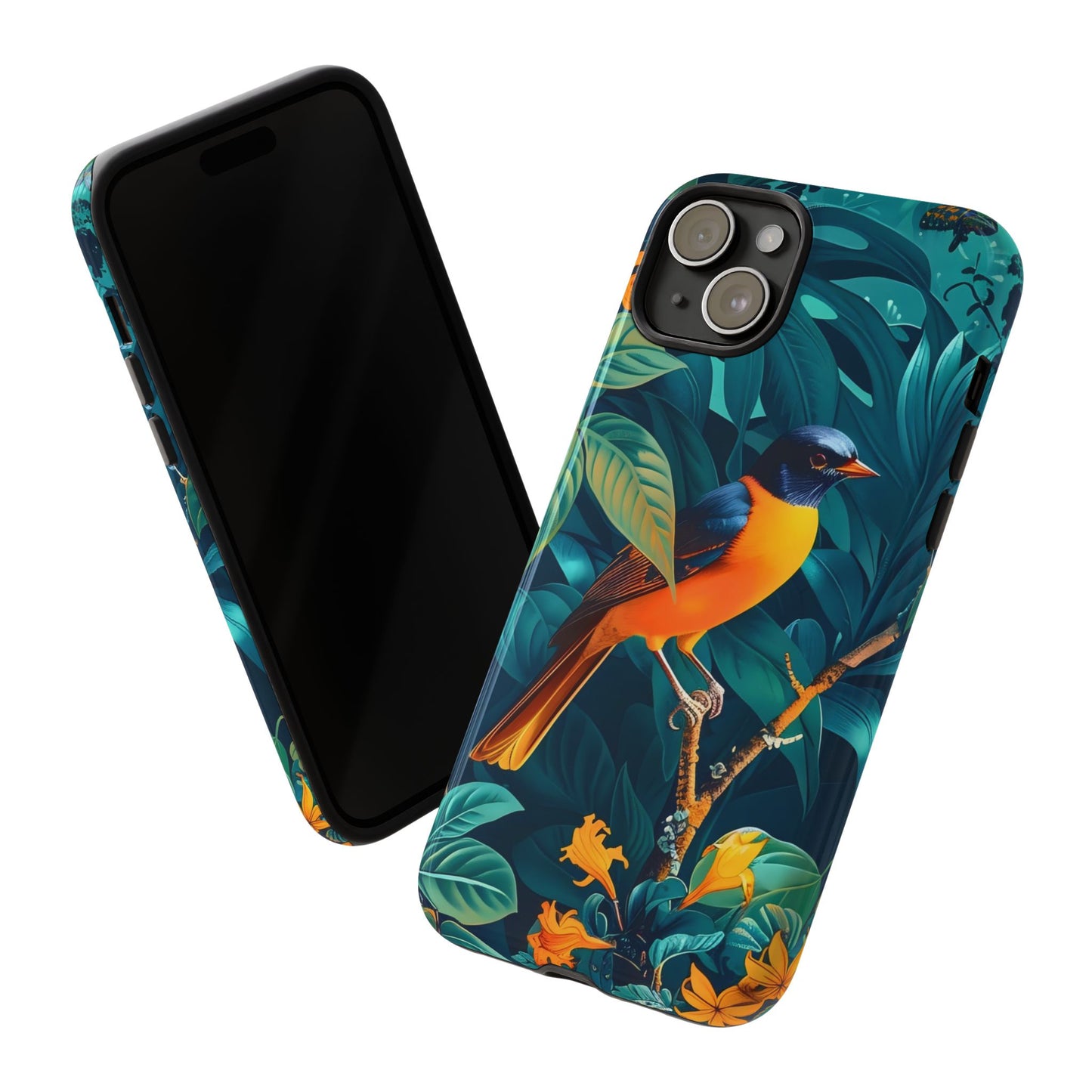 Tough Cases: Vibrant Bird Phone Case, Nature Lover Gift, Eco-Friendly Cover, Floral Design, Spring Decor
