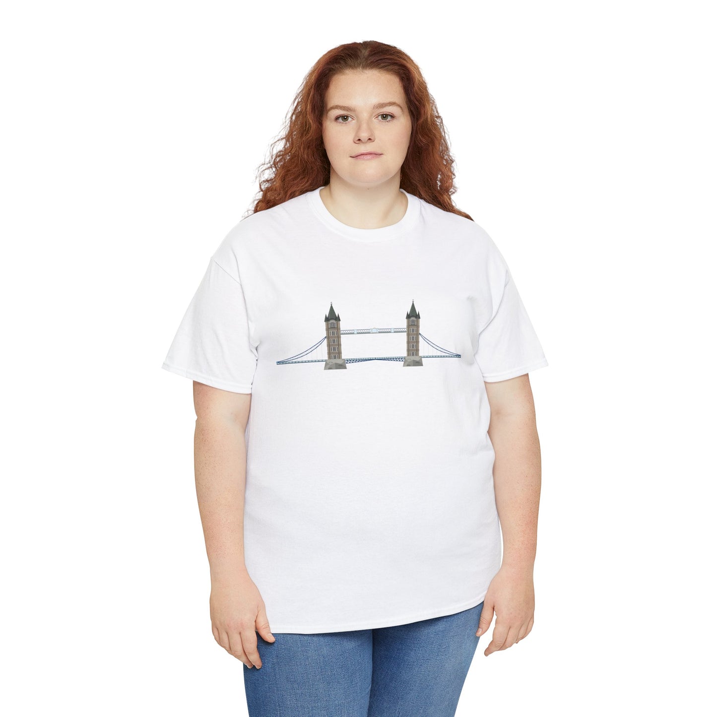 Unisex Heavy Cotton Tee - Tower Bridge - Iconic London Landmark Illustration