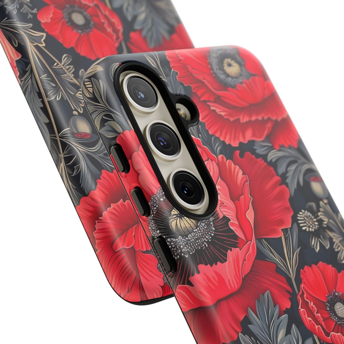 Floral Phone Case with Artistic Poppies, Tough Cases, Flower Design, Nature Lover Gift, Customizable Mobile Cover, Stylish Phone Accessories