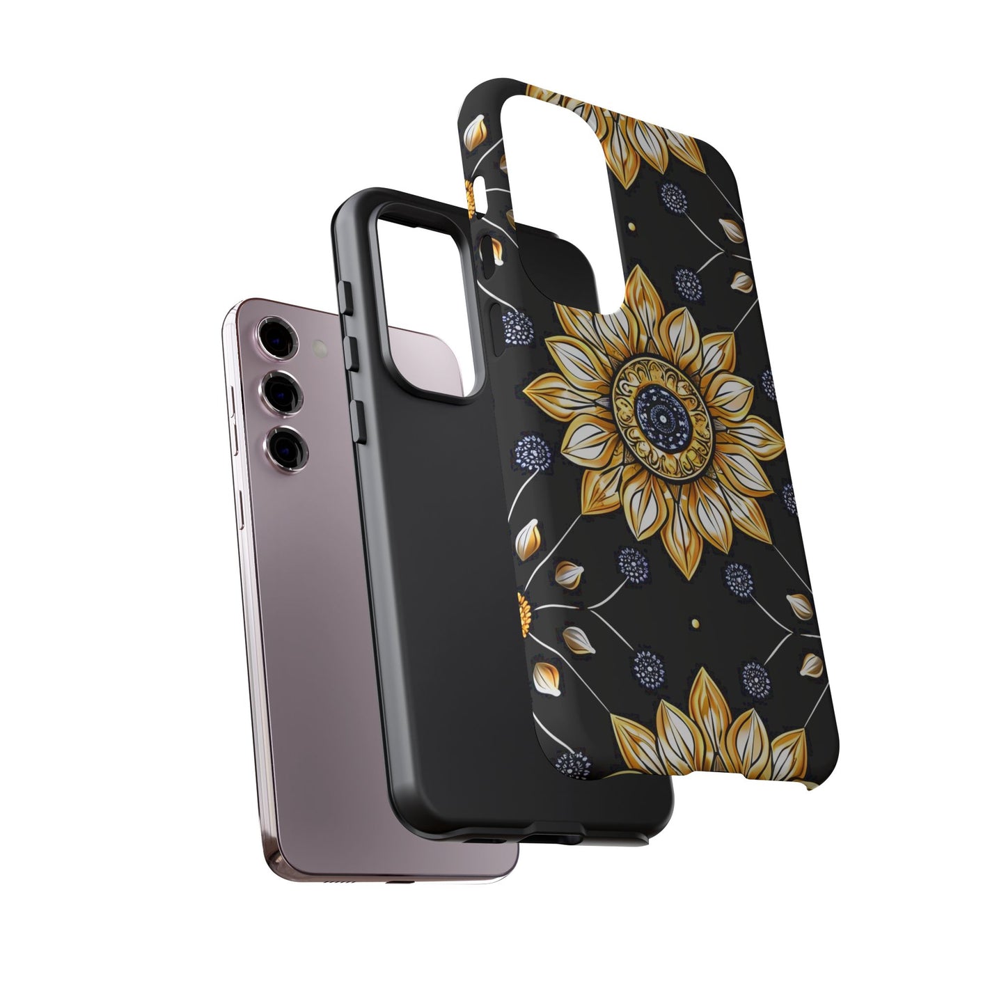 Floral Phone Case with Mandala Design, Tough Cases for iPhone & Samsung, Boho Style, Gift for Her, Unique Accessories