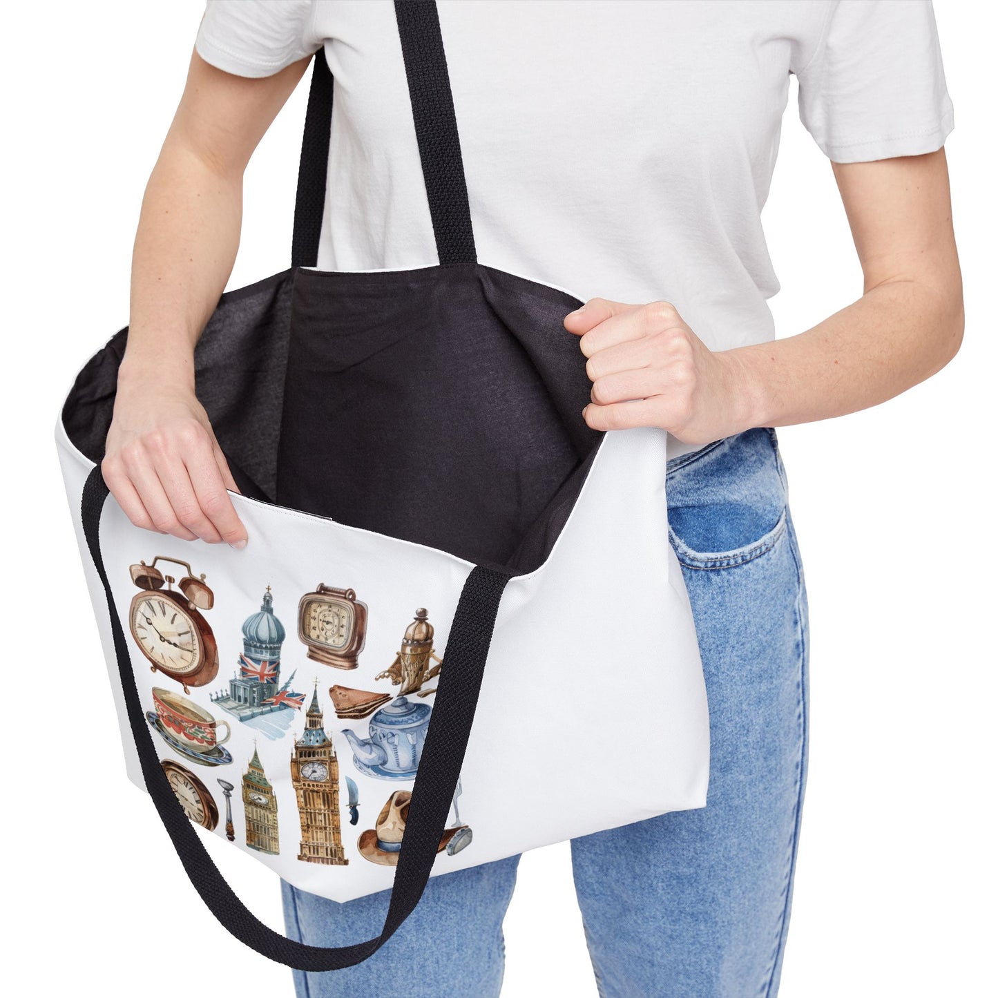 Vintage Elegance Weekender Tote Bag, Travel Pouch, Gift for Her, Retro Travel Bag, Stylish Weekend Bag, Clock Art Design