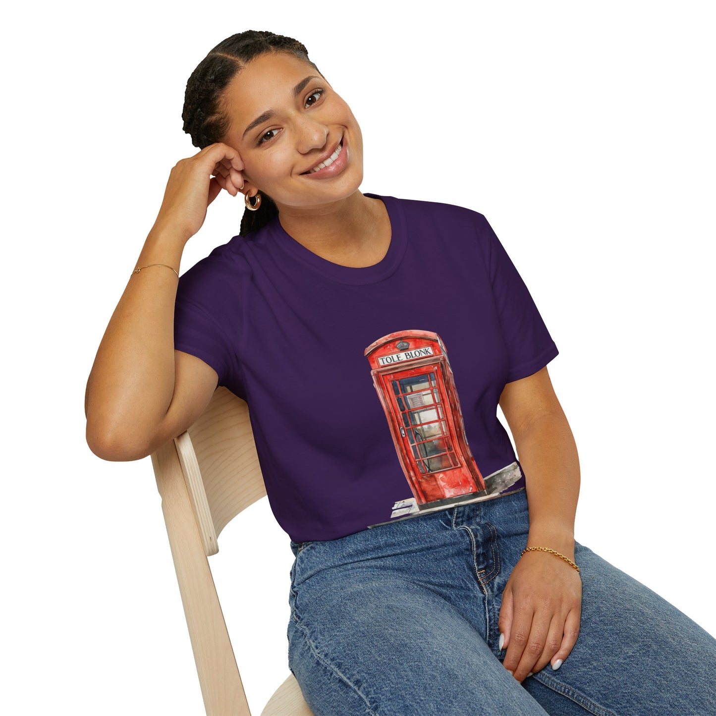 Unisex Softstyle T-Shirt - Iconic British Public Telephone - Classic Red Phone Box