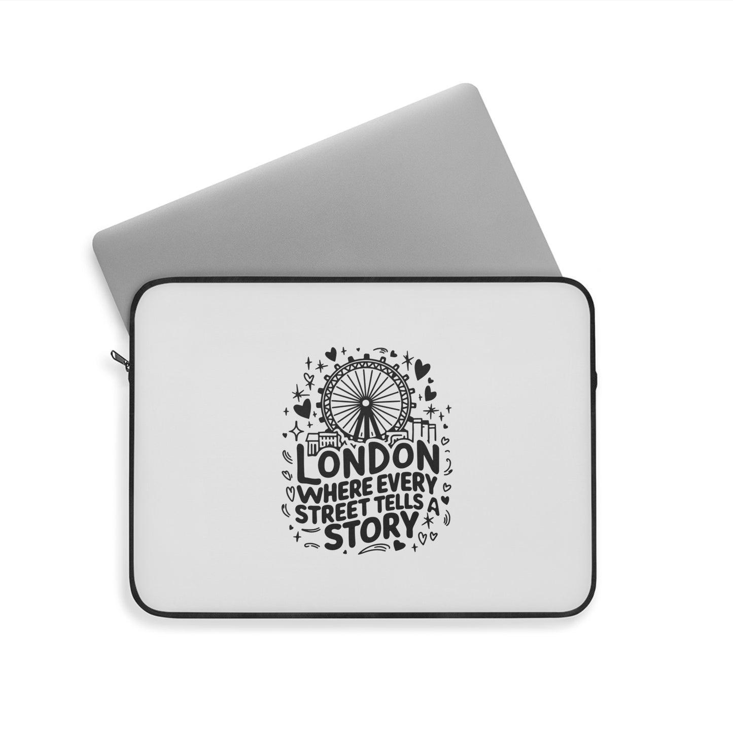 London Travel Laptop Sleeve, Custom Sleeve for Laptops, Gift for Travelers, Computer Case, Stylish Tech Accessory