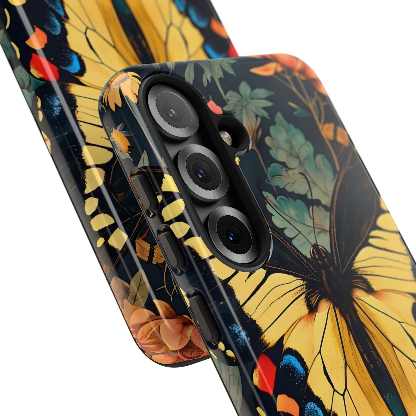 Butterfly Floral Phone Case, Art-inspire Tough Case, Gift for Nature Lovers, Butterfly Pattern Cover, Eco-Friendly Mobile Accessory
