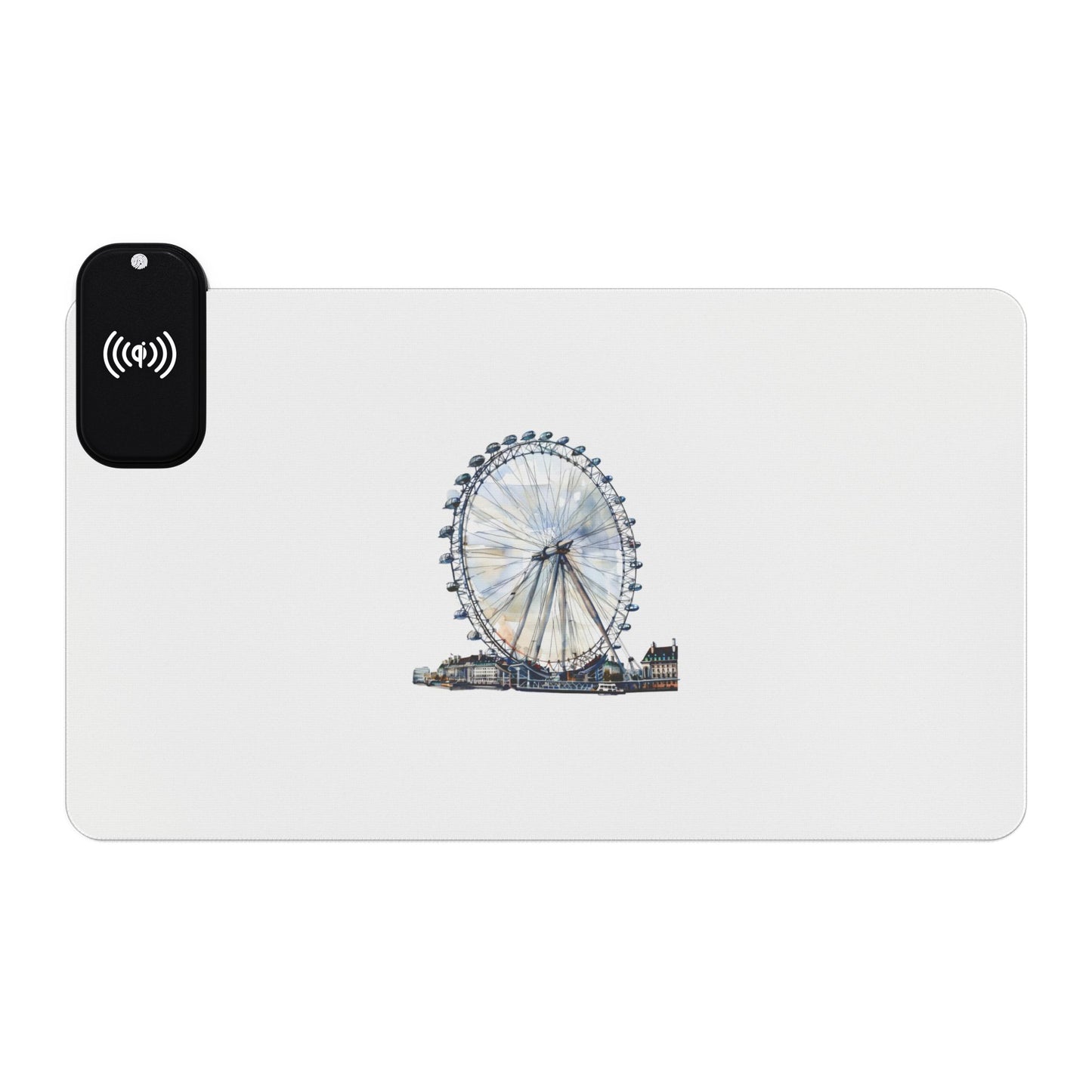 London Eye Ferris Wheel - LED Wireless Charging Gaming Mouse Pad, Illuminated Desk Accessory for Gamers, Perfect Gift for Tech Lovers, Decorative Gaming Setup