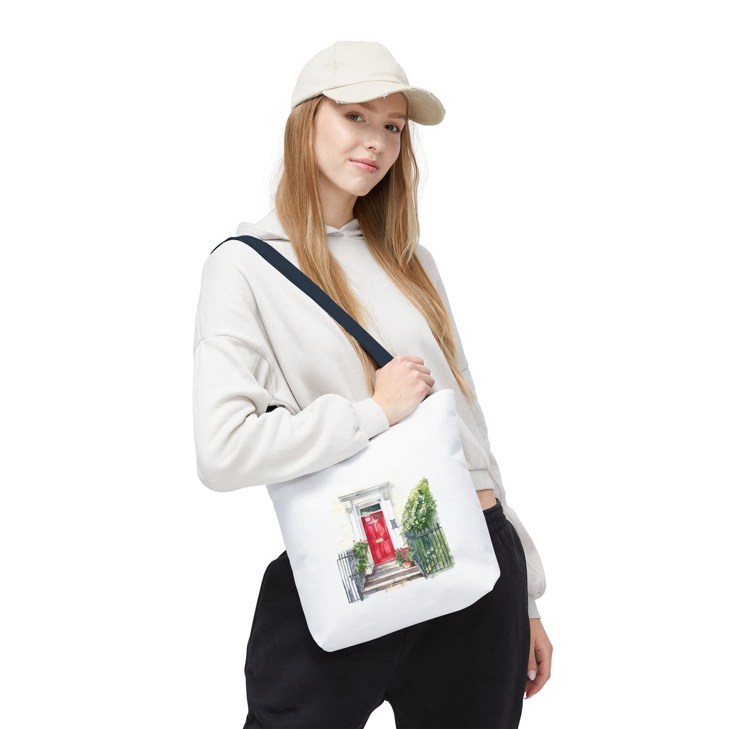 Charming Red Door Tote Bag, Eco-Friendly Shopping Bag, Gift for Garden Lovers, Summer Canvas Bag, Perfect for Casual Outings