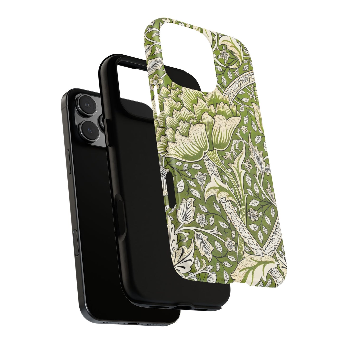 Stylish Phone Case with Floral Design, Durable Protective Cover for iPhone, Unique Gift for Birthdays, Mother's Day, Green Aesthetic