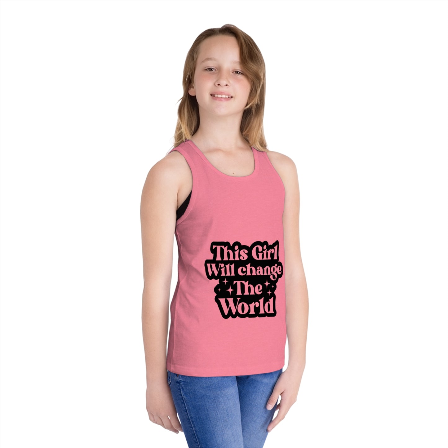 Empowering Kid's Jersey Tank Top - "This Girl Will Change The World"