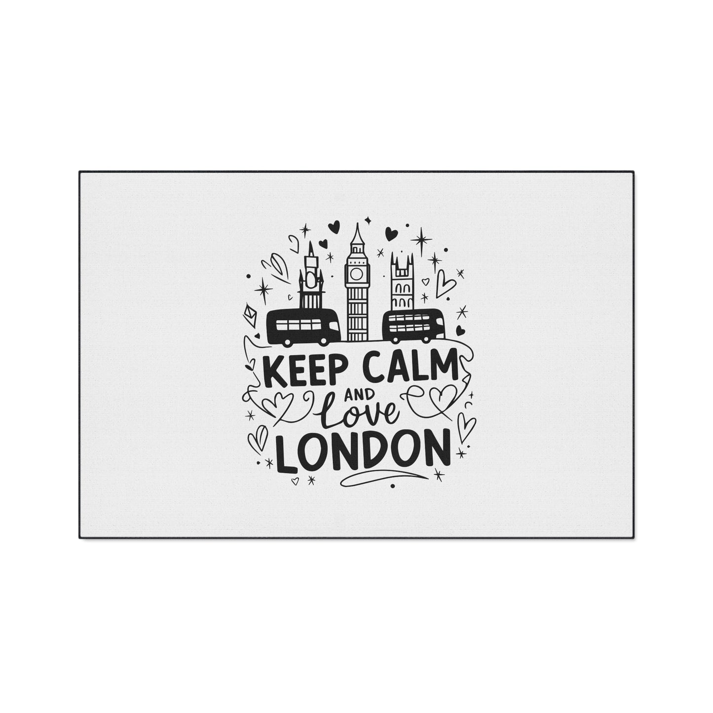 London-Themed Heavy Duty Floor Mat, Keep Calm and Love London Welcome Mat, Home Decor, Floor Fashion, Indoor/Outdoor Rug