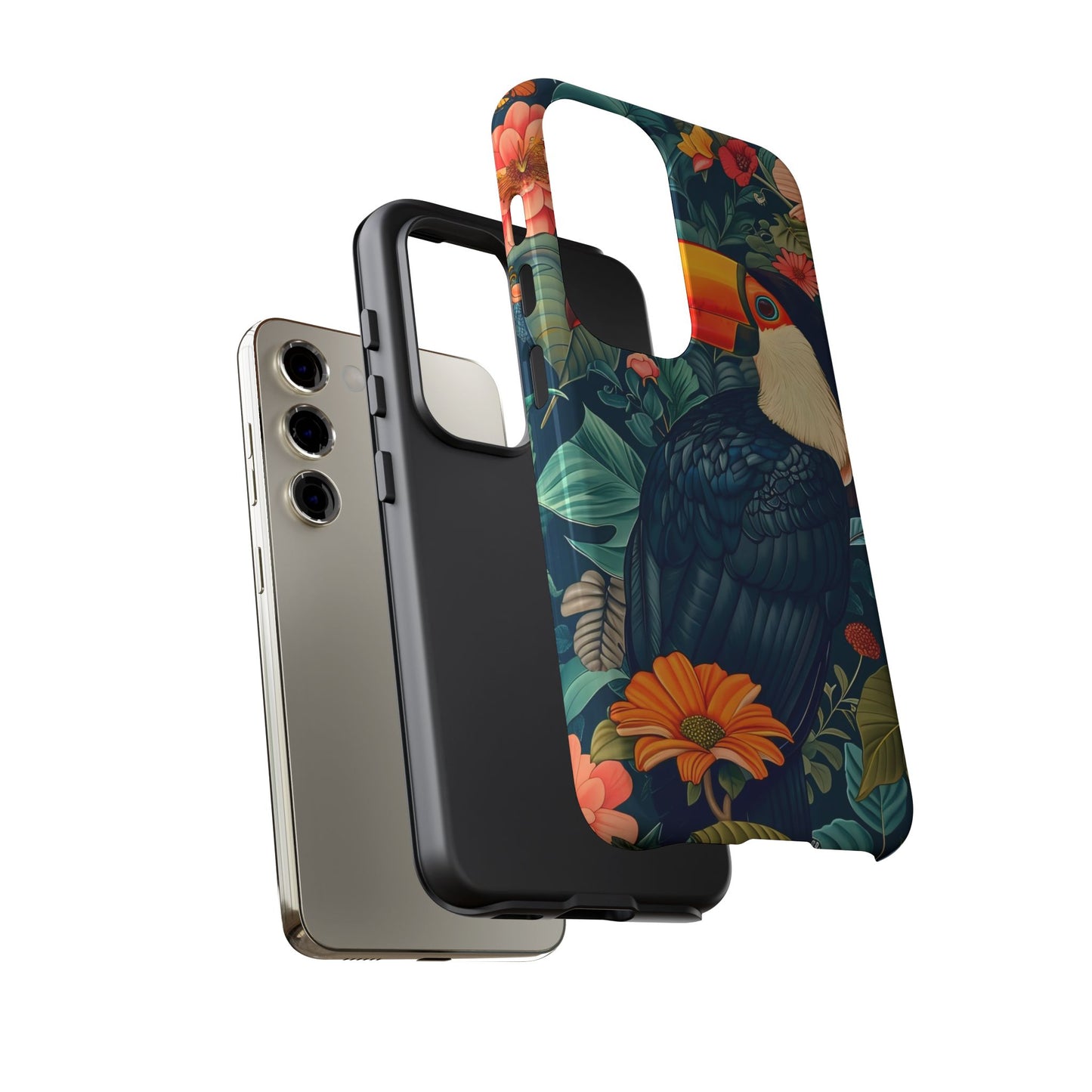 Tropical Toucan Phone Case - Cute Animal Design, Nature Lover Gift, Floral Pattern, Bird Lover Accessory, Summer Vibes