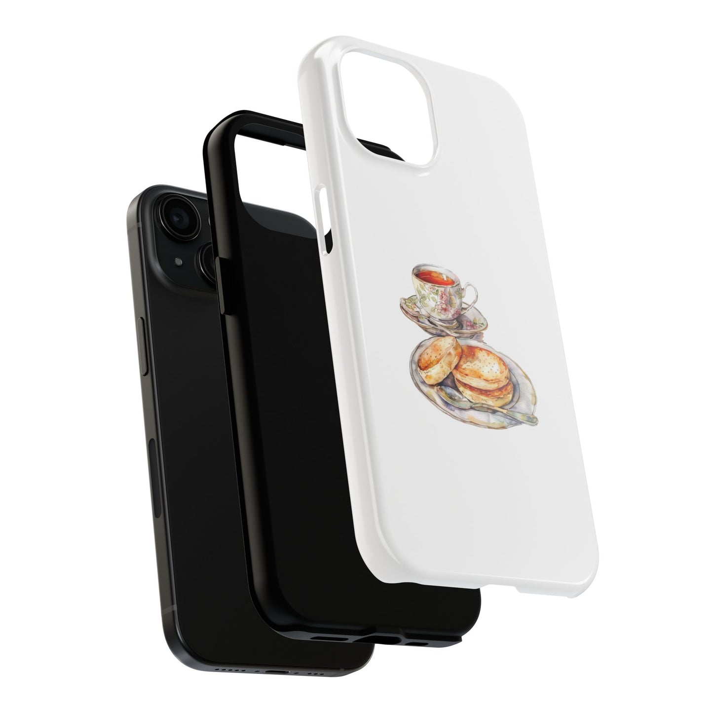 Delightful Tea Time Phone Cases with Biscuit & Tea Design