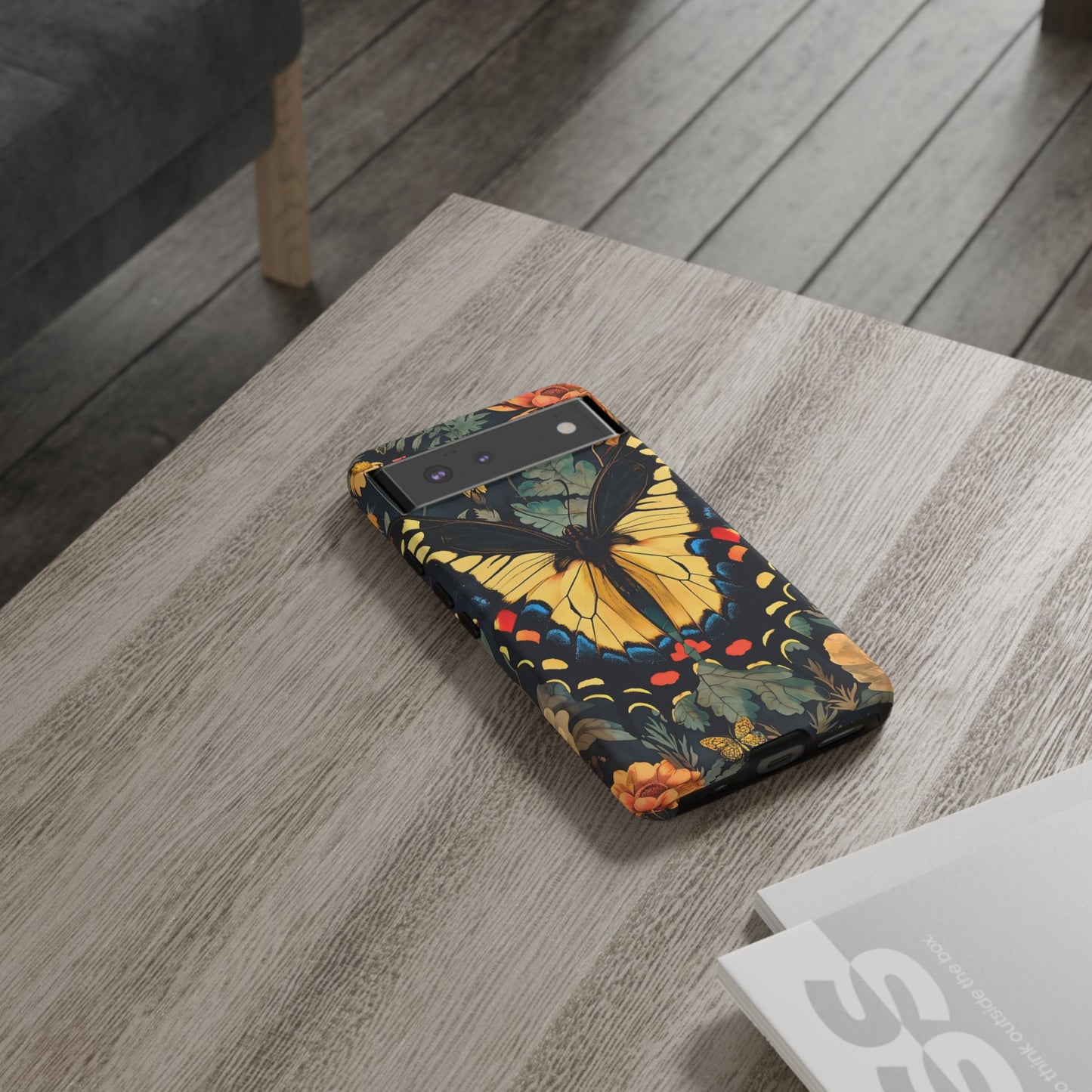 Butterfly Floral Phone Case, Art-inspire Tough Case, Gift for Nature Lovers, Butterfly Pattern Cover, Eco-Friendly Mobile Accessory