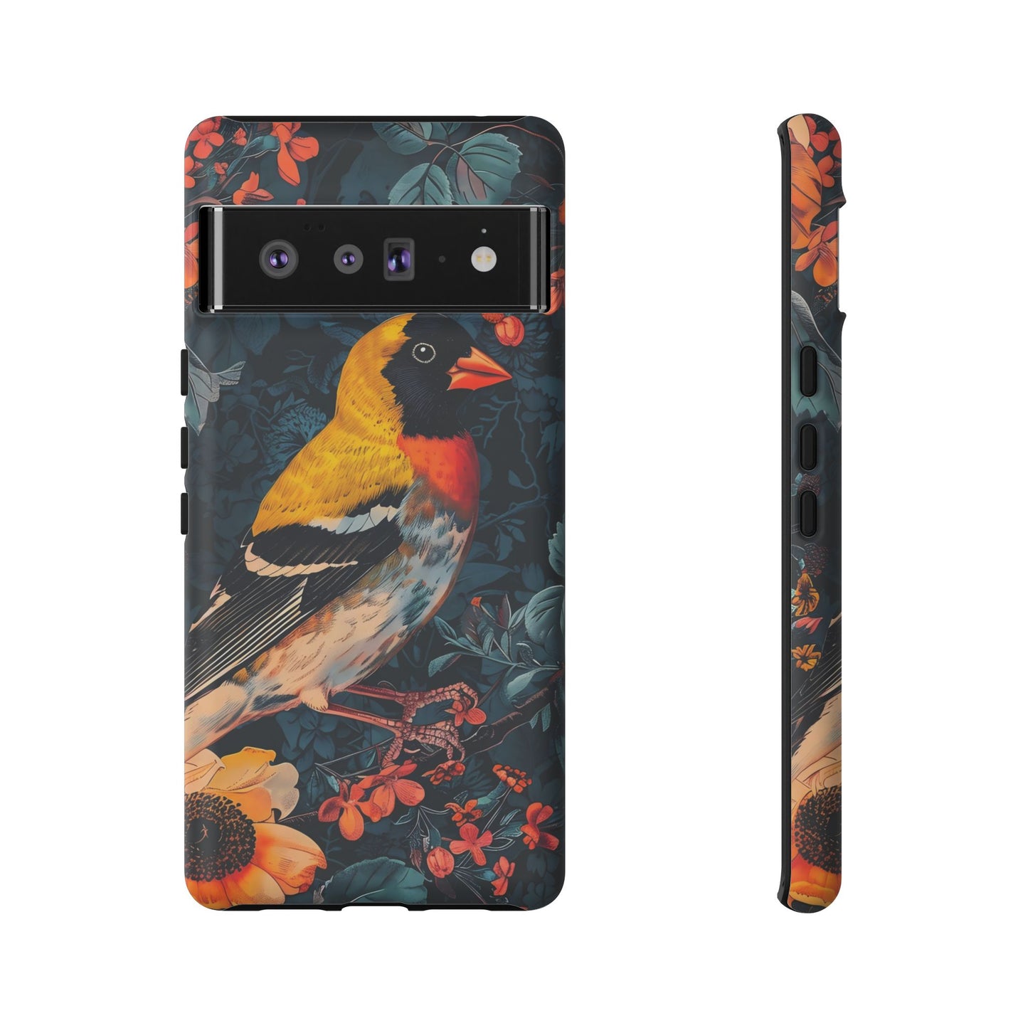 Colorful Bird Phone Case, Floral Phone Cover, Tough Phone Protector, Nature Lover Gift, Botanical Case, Unique Mobile Accessory