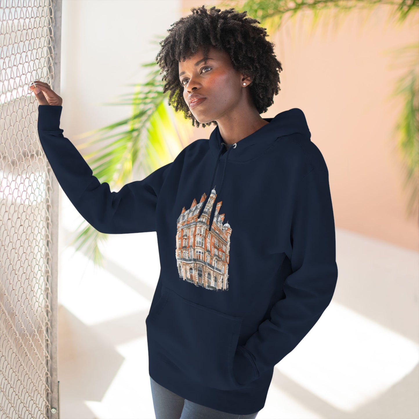 Three-Panel Fleece Hoodie - Classic British Architecture - Elegant Historic Building